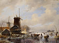 Sawmill at a frozen canal (1842) by Andreas Schelfhout