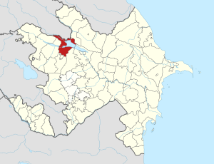 Mapa do Azerbaijão mostrando o distrito de Samukh