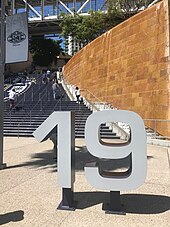 Gwynn's retired No. 19 displayed at Petco Park. San Diego Padres retired 19.jpg