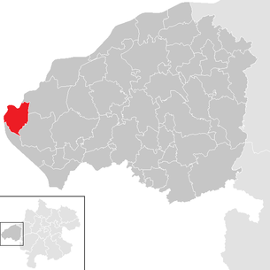 Lage der Gemeinde St. Radegund im Bezirk Braunau am Inn (anklickbare Karte)