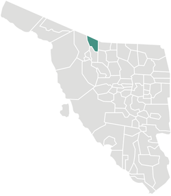 Location of the municipality in Sonora.