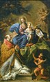 Scuola napoletana, Santa Chiara e San Carlo Borromeo in adorazione della Madonna col Bambino, olio su tela; prima metà secolo XVIII