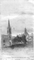 Drawing of the church by James Graves showing the since lost spire