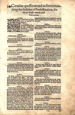 The Doctrine of Predestination explained in a Question and Answer Format from a 1589/1594 Geneva Bible The Doctrine of Predestination Explained in a Geneva Bible.jpg