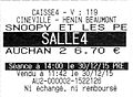 Ticket d'entrée pour Snoopy et les Peanuts, le film.