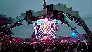 U2 à la maison à Dublin, avec le 360° Tour au Croke Park, durant le concert, le soir du samedi 25 juillet 2009.