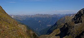 Blick vom Wangenitzsee durch das Wangenitztal nach Osten zur Sadniggruppe