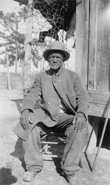 Wes Brady, ex-slave, Marshall, Texas, 1937. This photograph was taken as part of the Federal Writers' Project Slave Narrative Collection. Wes Brady, ex-slave, Marshall edited.jpg