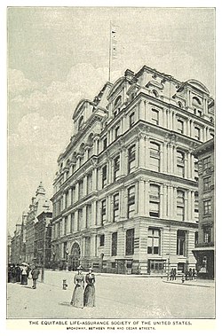 (King1893NYC) pg677 THE EQUITABLE LIFE-ASSURANCE SOCIETY OF THE UNITED STATES. BROADWAY, BETWEEN PINE AND CEDAR STREETS.jpg