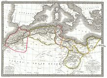 Carte montrant les pays barbaresques en Afrique du Nord.