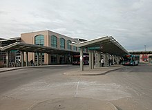 Photograph of the South Street Station, a large bus station facility in South Bend, Indiana