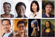 An example of monocular portrait images of human faces that have been converted to create a moving 3D photo using depth estimation via Machine Learning using TensorFlow.js in the browser
