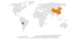 Peta memperlihatkan lokasiBolivia and China