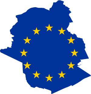 Map of Brussels with EU flag