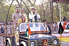 Shri Amit Shah Union Home Minister inspecting the CISF Day Parade on 12.03.2023 at NISA Hyderabad