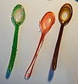 Spoons made of various organic materials, used in place of plastics