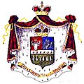 Armoiries des Principautés roumaines (jusqu'en 1866 ici sur le blason de la famille Ghica : Moldavie à gauche, Valachie à droite)