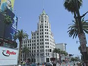 The First National Bank is a 13-story Neo-Gothic structure located at 6777 Hollywood Boulevard which was built in 1928. It served as one of the Metropolis backdrops for the 1950's Superman TV series where the "Able to leap tall buildings in a single bound!" phrase is used.