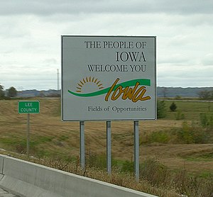 Iowa state welcome sign