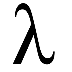 The lowercase Greek letter l (lambda) is an unofficial symbol of the field of programming-language theory.
This usage derives from the lambda calculus, a model of computation introduced by Alonzo Church in the 1930s and widely used by programming-language researchers. It graces the cover of the classic text Structure and Interpretation of Computer Programs, and the title of the so-called Lambda Papers of 1975 to 1980, written by Gerald Jay Sussman and Guy Steele, the developers of the Scheme programming language. Lambda lc.svg