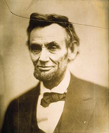 The "cracked-plate" portrait of Abraham Lincoln, acquired by the NPG as part of the Alexander Gardner Collection. Lincoln O-118 by Garnder, 1865.jpg