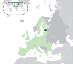 यूरोप गहरा भूरा और यूरोपीय संघ हरे रंग में