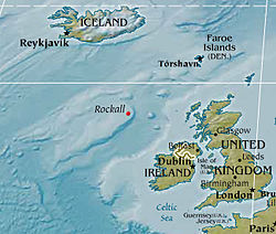 Karta över Rockall med Rockall Bank