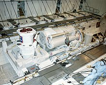 ASTRO-1 payload prepared, 1990 MSFC-9010026 - STS-35 ASTRO-1 in OV-102's payload bay at KSC.jpg