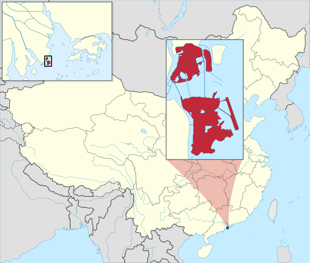Localização de Região AdministrativaEspecial de Macau da República Popular da China