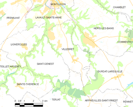 Mapa obce Villebret