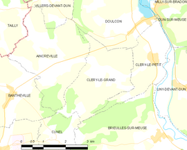 Mapa obce Cléry-le-Grand