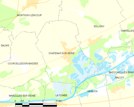 Mapa obce Châtenay-sur-Seine