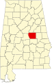 Coosa County, Alabama (marked red) where the species was also found