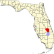 Map of Florida highlighting Okeechobee County