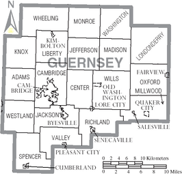 Kaart van Guernsey County