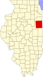 Map of Illinois highlighting Iroquois County