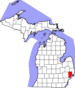 Karte von Macomb County innerhalb von Michigan