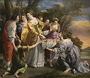 奧拉齊奧·真蒂萊斯基的《摩西被救出水中（英語：The Finding of Moses (Gentileschi)）》，242 × 281cm，約繪於1633年，來自腓力四世的收藏[59]