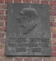 Gedenkplaat van Cyriel Buysse aan zijn voormalige woning in Nevele.