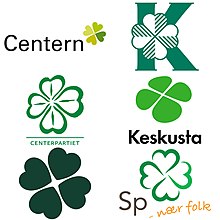 As well as sharing similar backgrounds and policies, Nordic agrarian parties share the use of a four leaf clover as their primary symbol Nordic Agrarian party logos.jpg