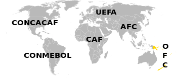 Карта мира. Новая Зеландия, Папуа-Новая Гвинея, страны между ними (кроме Австралии) и части Микронезии окрашены.