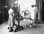 Photo shooting, in a studio in Canada, 1922.