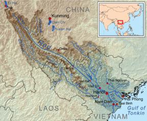 Kaart van die Rooirivier-bekken in Asië