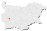 Karte von Bulgarien, Position von Samokow hervorgehoben