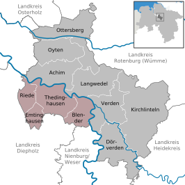 Kaart van Samtgemeinde Thedinghausen