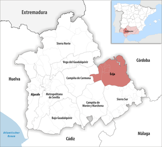 Die Lage der Comarca Écija in der Provinz Sevilla