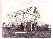 The watchtower being erected at Sha'ar Hagolan, 21 August 1937.