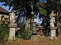 Crucifix and statues of St. John of Nepomuk and Virgin Mary Immaculate