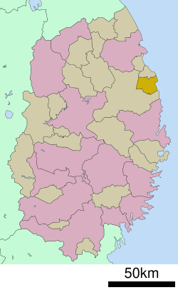 Lokasi Tanohata di Prefektur Iwate