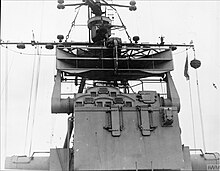 Image of a double cheese antenna on His Majesty's Ship Swiftsure